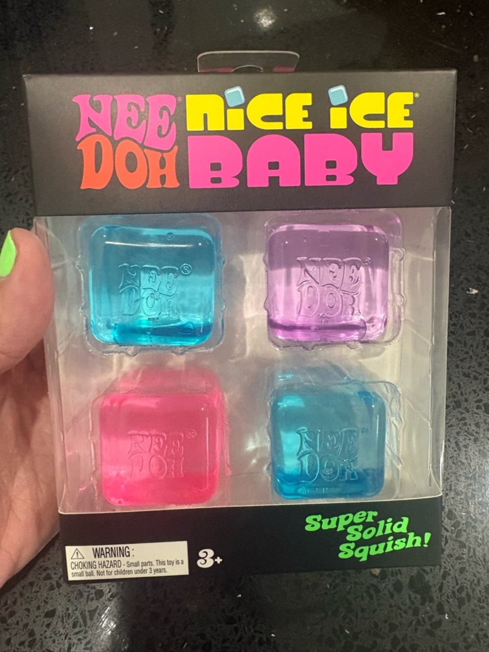 Nee Doh Nice Ice Baby Super Solid Squish Set - Blue, Purple, Pink, New in Box